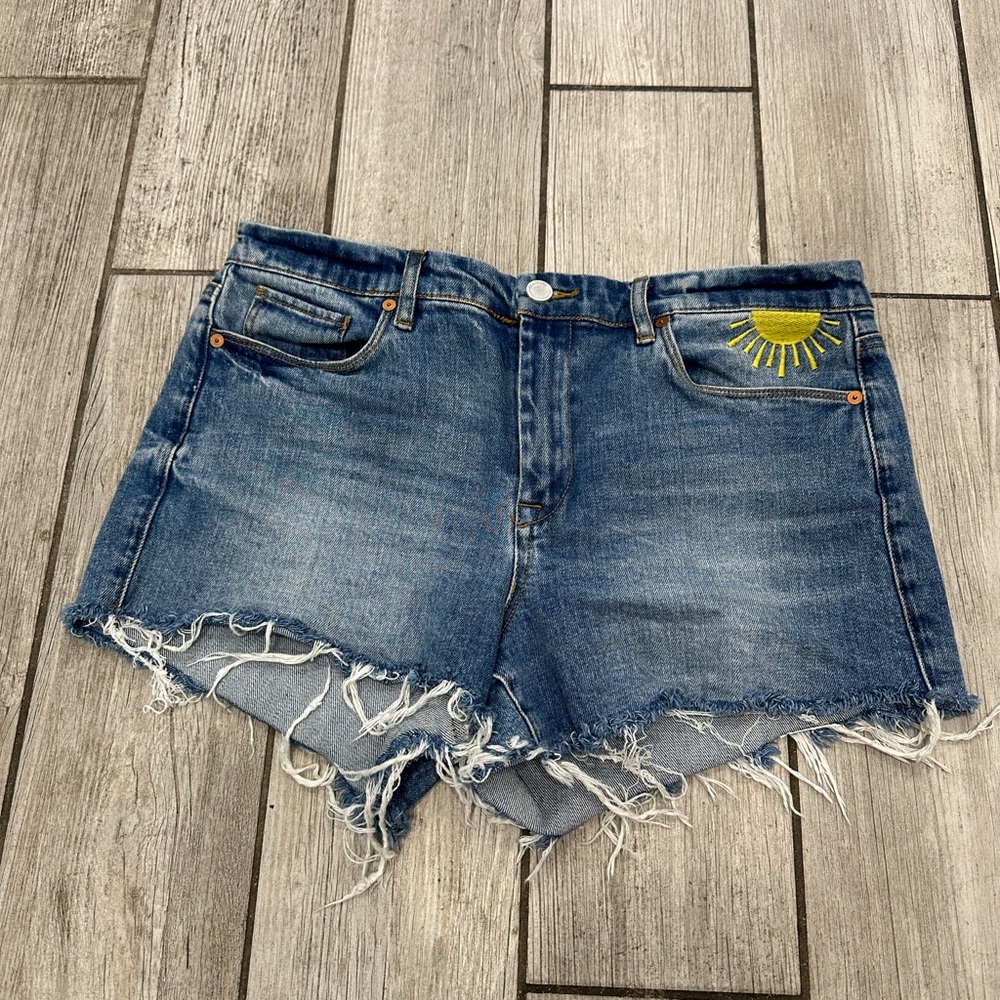 BLANK NYC Jean Shorts with Sun and Rainbow - The Astor